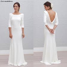 If you still feel like you're missing that fashion statement, go for a long sleeve wedding dress with a bold open back or attractive illusion neckline. Elegant Sheath Wedding Dresses 2020 Open Back 3 4 Long Sleeves Floor Length Simple Bridal Gowns Vestidos De Noiva Cheap Wedding Dresses Aliexpress