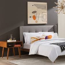 Create a familiar space using sleek lines, geometric patterns and clean and uncluttered. Mid Century Modern Bedroom Allmodern