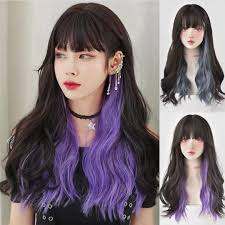 Keep it cool and collected with natural highlights that amplify your beautiful shade without overwhelming it. Instocks Korean Purple Ashy Blue Highlights Brown Black Natural Curly Wavy Airy Bangs Long Hair Wig Adjustable Breathable Beauty Personal Care Hair On Carousell