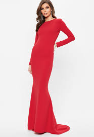 Missguided Red Long Sleeve Open Back Fishtail Maxi Dres Taina Duarte Red Long Sleeve Dress Long Sleeve Gown Fishtail Maxi Dress