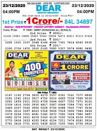 Today lottery result 4pm dear. Nagaland Lottery Result 4pm 23 12 2020 Today List Online