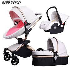 3 In 1 Pu Leather Baby Stroller 360 Degree Rotate Carriage Pram With Safety Car Seat Baby Gear City Baby Stroller Brands Baby Strollers Car Seat Stroller Combo