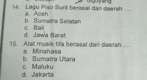 Nah, untuk membuktikan seberapa besar pengetahuanmu tentang budaya di indonesia, coba jawab kuis mengenai alat musik daerah yang ada di bawah ini. 14 Lagu Piso Surit Berasal Dari Daerah 15 Alat Musik Tifa Berasal Dari Daerah Brainly Co Id