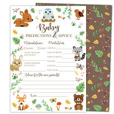 Gooji Baby Shower Prediction And Advice Card Games 50 Pack Woodland Animal Themed Play Charts High Quality Cardstock Rich Colors And Graphics