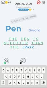 The puzzle is only allowed to wink at me and commiserate with me in our shared puzzle fandom when the puzzle behaves and is actually good. Dingbats April 26 2021 Daily Puzzle Answer Daze Puzzle