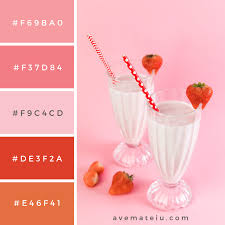 Glasses Of Strawberry Milkshake With Pink Background Color Palette 251 Ave Mateiu Color Palette Pink Hex Color Palette Red Colour Palette