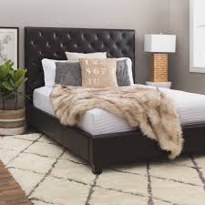 Your Inner Interior Decorator Will Love The Elegant Features The Sophie Dark Brown Leather Queen Platfo Brown Bed Frame Brown Headboard Bedroom Leather Bedroom