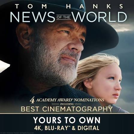 #NewsOfTheWorld is nominated for 4 Academy Awards including Best  Cinematography., Add this classic starring Tom Hanks to your collection  TODAY on 4K UHD, Blu-ray or DVD https://uni.pictures/NOTW | ...
