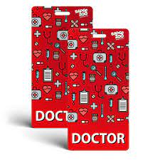 4.7 star average rating from 39 reviews. Doctors Badge Buddy Red With Medical Icons Vertical Badge Id Card For Doctors By Badgezoo Badgezoo
