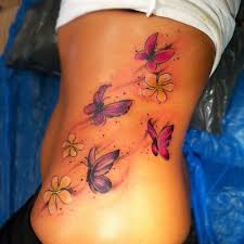 Flying butterflies tattoo on upper back for. Unique Cute Butterfly Tattoos On Rib Side Tattooimages Biz