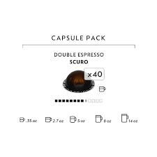 Breville nespresso vertuo coffee and espresso maker machine one touch black. Nespresso Vertuo Espresso Capsules Double Espresso Scuro 40 Count Walmart Com Walmart Com