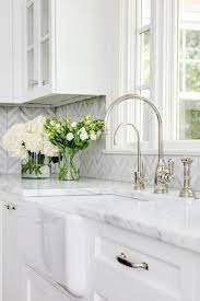 Maybe you would like to learn more about one of these? Farmhouse Washbasin With White And Gray Marble Counter Transition Kitchen Farmhouse Sink Kitchen Kitchen Countertop Colors Marble Countertops Kitchen