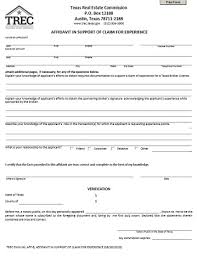 Check spelling or type a new query. Affidavit In Support Of Claim For Experience Trec