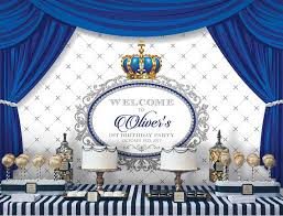 Birthday Crown For Boy Printable Blue And Silver Prince Crown Backdrop Boys Party Banner Etsy Birthday Backdrop Boy Party Party Banner