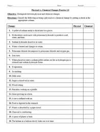 Physical and chemical changes worksheet.pdf. Practice Physical Vs Chemical Changes Worksheet 1 0 By The Chem Teacher
