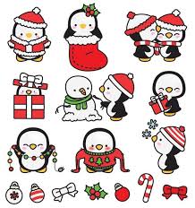 Premium Vector Clipart Pinguini Di Natale Kawaii Carino Etsy Kawaii Christmas Christmas Doodles Christmas Penguin