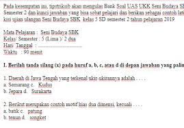 Soal Uas Ukk Seni Budaya Sbk Kelas 5 Sd Semester 2 Dan Kunci Jawaban Tipstriksib