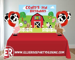 Farm Animal Barnyard Birthday Digital Printable Backdrop Farm Barnyard Theme Birthday For Boys Girls Customizable Farm Backdrop Dogum Gunu Ciftlikler Piknik