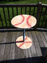 Baseball Table Or Night Stand Made Out Of A Baseball Bat And Two Pieces Of Plywood Baseball Furniture Baseball Bedroom Baseball Table