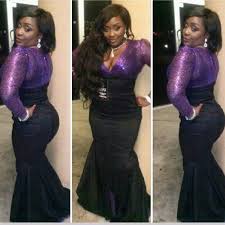 Super Plus Size African Nigerian Purple Sequined Prom Dresses Long Sleeves Very Plus Si Prom Dresses Long With Sleeves African Dress Party Dresses With Sleeves