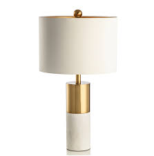 Contemporary Marble Gold White Lampshade Table Lamp Pillar Base White Lamp Shade White Table Lamp Gold Table Lamp