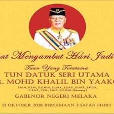 Pewarisan tahta pemerintahan negeri sembilan yang seterusnya adalah daripada jurai keturunan. Dutch Harbour Cafe Dirgahayu Tyt Yang Di Pertua Negeri Melaka Tun Datuk Seri Utama Dr Mohd Khalil Bin Yaakob Sempena Ulang Tahun Kelahiran Rasmi Beliau Westernandlocalfood Halalfoodinjonker Facebook
