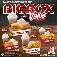 Selain makanan khasnya yaitu ayam goreng, kf juga menyediakan fasilitas lain seperti tempat yang modern dan instagrable. Kfc Sekarang Big Box Value Hadir Dengan Menu Baru Untuk Facebook