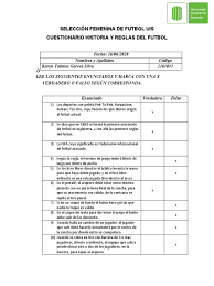 Juego donde debes saber si lo que se muestra en pantalla es cierto. Cuestionario Historia Y Reglamento Del Futbol 3 1 Docx Asociacion De Futbol Variantes Deportivas