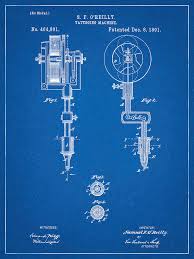 Choose from thousands of professional tattoo designs. Pp814 Blueprint First Tattoo Machine Patent Poster Digital Art By Cole Borders