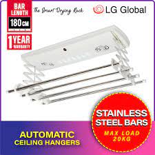Clothes drying rack wall mounted retractable laundry hanger home balcony bathroo. Lg Al4000f Automatic Ceiling Drying Rack Expandable Drying Rack Clothes Hanger Shopee Malaysia