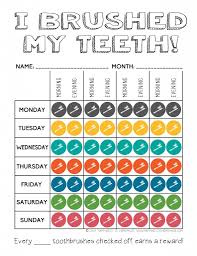 Cute Printable Tooth Brushing Reward Chart Work Charts