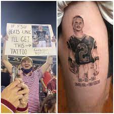Charlotte, nc tattoo shop customer. Fsu Fan Jack Henyecz Makes Good On Promise Gets Tattoo Of Mike Norvell S Cornrows
