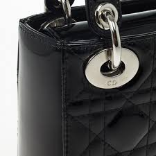 Soft lambskin topstitched the lady dior handbag is a house classic defined by its cannage topstitching, 'd.i.o.r. Christian Dior Black Patent Mini Lady Dior Bag Dior Tlc