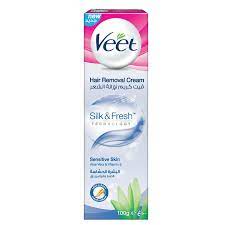 Veet hair removal cream has an active ingredient that dissolves the hair shaft, making it easier to remove. Buy Veet Hair Removal Cream For Sensitive Skin 100g Online Shop Beauty Personal Care On Carrefour Uae