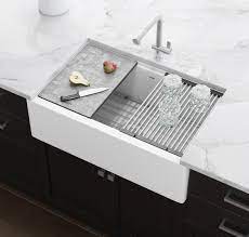 Stopper keeps water in your sink so you can wash dirty clothing and more. Ruvati 33 Inch Matte White Granite Farmhouse Workstation Apron Front Composite Kitchen Sink Rvg1533wh Ruvati Usa