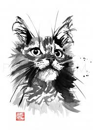 Chat Poilu 02 W Cat Art Painting Cat Painting Animal Art
