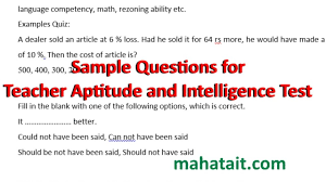 Common core connection for grades 3+. Sample Questions For Teacher Aptitude And Intelligence Test
