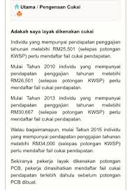 Mulai tahun 2015, individu yang mempunyai pendapatan penggajian tahunan melebihi rm34,000 selepas potongan kwsp sahaja ini belum dikira golongan yang membuat permohonan bayaran balik lebihan cukai. Cukaipendapatan Hashtag On Twitter