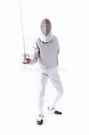 Esgrimista No Florete Guardando Uniforme Disponivel Para Treinar Imagem De Stock Imagem De Ostentar Homem 90870153