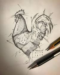 Psdelux On Instagram Sketch Rooster Pencil Ballpointpen Animal Drawings Sketches Animal Drawings Animal Sketches