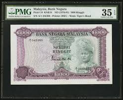 2017(2018) 60th anniversary of independence commemorative issue. Malaysia Bank Negara Malaysia 1000 Ringgit Nd 1976 81 Pick 18 Lot 26466 Heritage Auctions