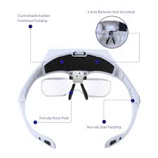 Headband Magnifier With Led Light Handsfree Reading Head Mount Magnifier Magnifying Glasses Light Bracket 5 Replaceable Lenses For Clos Magnifier Handsfree Led