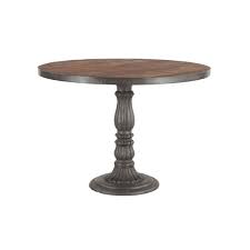 Crafted from reclaimed wood, this table from our bartol collection has angled legs, a stretcher bar and a rustic finish with a. Paxton 42 Inch Round Reclaimed Teak Wood Dining Table Grey Overstock 17477801