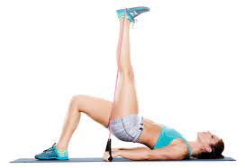 The single leg bridge exercise helps strengthen the glutes, hamstrings, and core. Lower Body Resistance Band Workout Workout Motivation Tips Online
