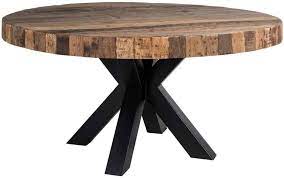 The beautiful patina makes the piece a feature in any room. Bodcaw Round Dining Table With Double Cross Black Legs Cfs Furniture Uk