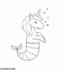 Visions of unicorns dancing in his head free printable coloring page. Unicorn Cute Easy Mermaid Coloring Pages Novocom Top