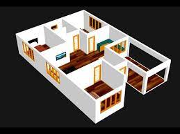 This small 3 bedroom house plan shows a two bathroom house and cleverly also manages to include an indoor laundry area. Small House Plan 9 X 13m 3 Bedroom With American Kitchen 2020 Youtube