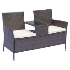 Skorpio round table with arcadia chairs. Outsunny Garden Rattan Companion Seat Outdoor Two Seater Table Chair On Onbuy