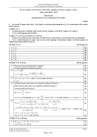 Barem matematică evaluare națională 2019. Barem Evaluare Si Notare Modele Subiecte Evaluare Nationala 2019 Matematica