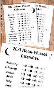 Moon calendar 2021 with all the moon phases. Free Printable 2021 Moon Phases Calendar Lovely Planner